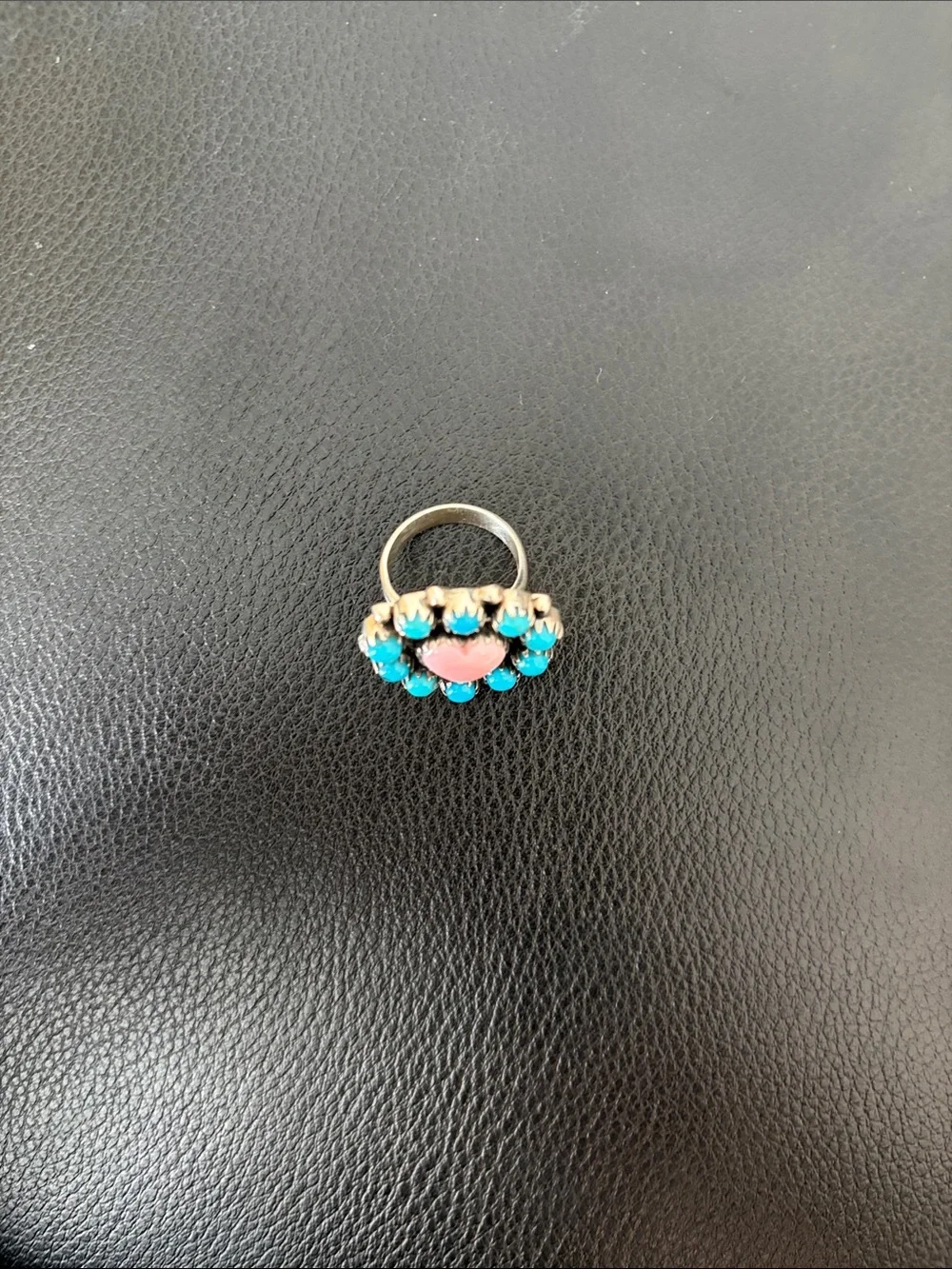 Pink Heart and Turquoise Crystal Cluster Ring - Women Jewelry